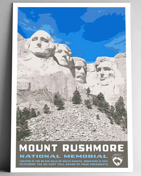 Mount Rushmore National Memorial Vintage-Style Travel Poster - 8x10-12x18-18x24-24x36 / 4x6 Postcard WPA Style Art Print South Dakota USA Black Hills (4x6 Inch Postcard)