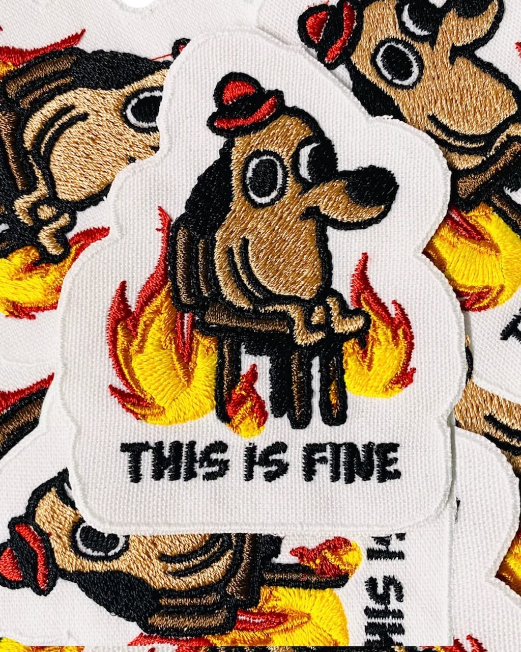 Handmade This is Fine Dog Meme with Iron-on Patch