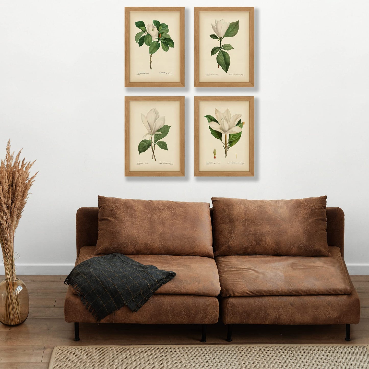 Vintage Pink Magnolia Minimal Floral Prints (4 PRINTS) | Modern Wall Art Victorian Illustration UNFRAMED Modern Decorations | Antique Decor Boho Abstract Set Aesthetic | Living Room Bedroom Bathroom Office Kitchen Large Poster | Boy Girls Teen Kids Baby |