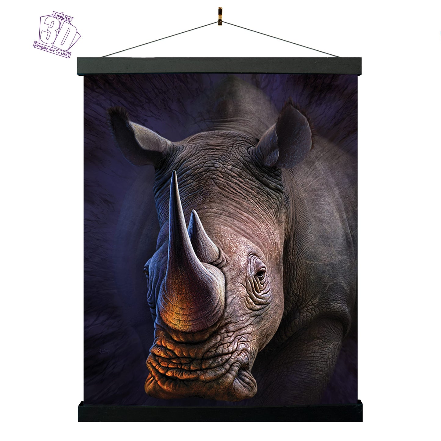 3D LiveLife Lenticular Wall Art Prints - White Rhino from Deluxebase. Unframed 3D Safari Animal Poster. Perfect wall decor. Original artwork licensed from renowned artist, Jerry LoFaro
