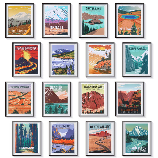 Gersoniel 16 Pieces Vintage National Park Posters - Unframed Wall Art Prints Set for Living Room, Bedroom, and Bathroom Decor