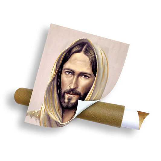 Jesus Christ Face (8"x10") Gold Foil - Religious Wall Art Laminated Print Unframed Poster Home Decoration Arte Diseño Piezas Maestras