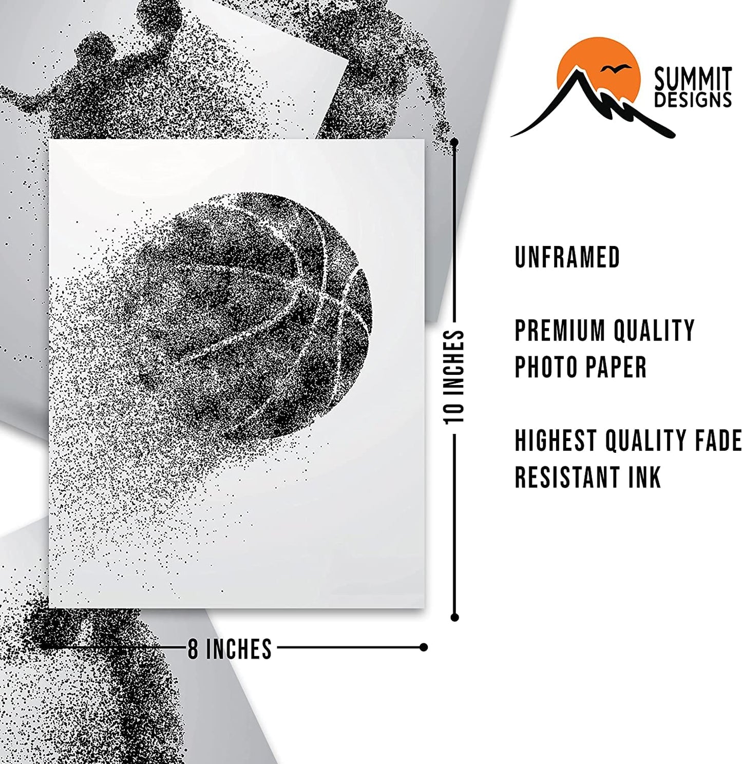 Basketball Wall Art Prints,Set of 4 (5x7) Unframed Basketball Posters,Basketball Room Decor For Men Kids Teenagers,Basketball Wall Decor,Basketball Boys Bedroom Decor