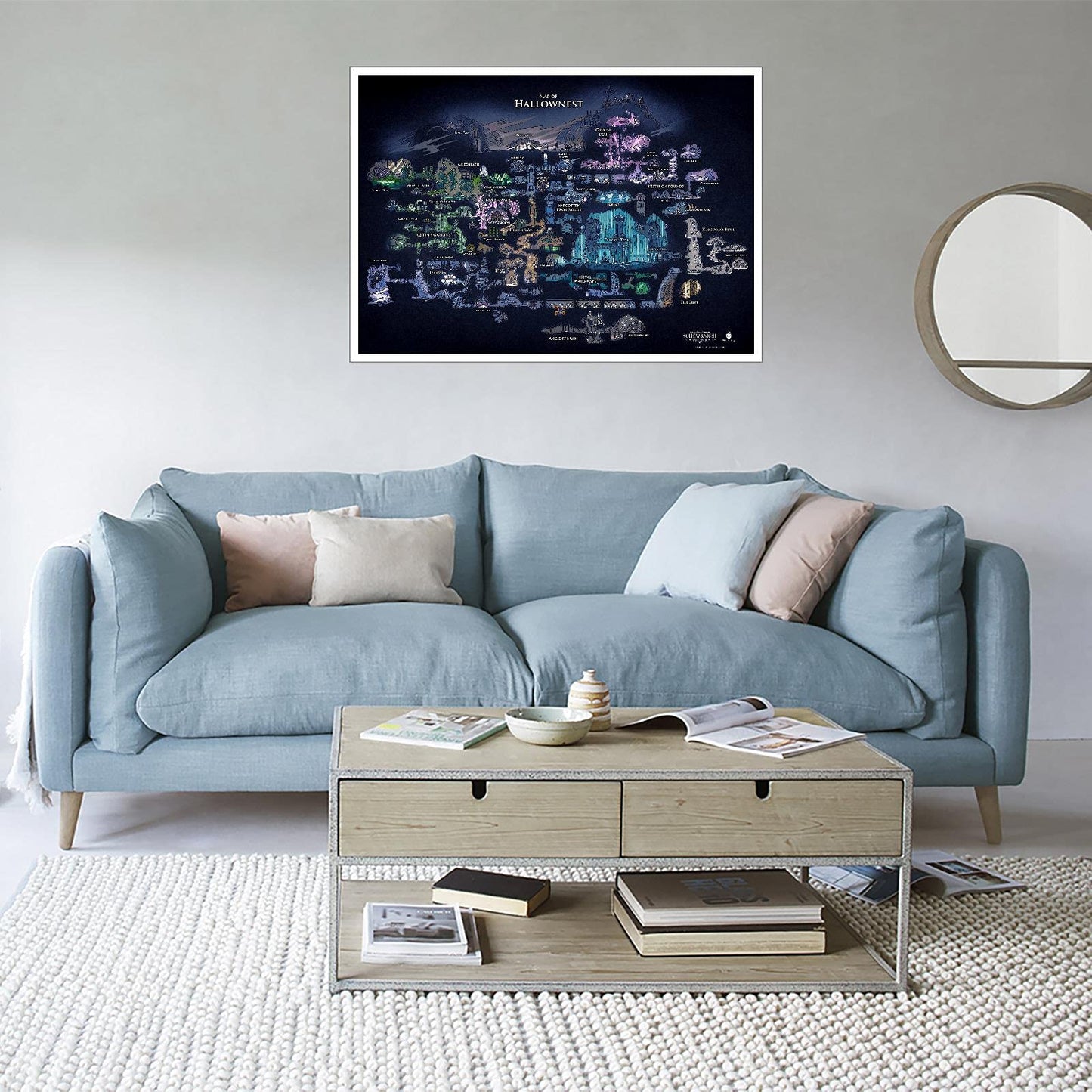 Hollownest T1175's Hollow Knight Map Poster Canvas Prints Wall Art For Home Office Decorations Unframed 18"x12"