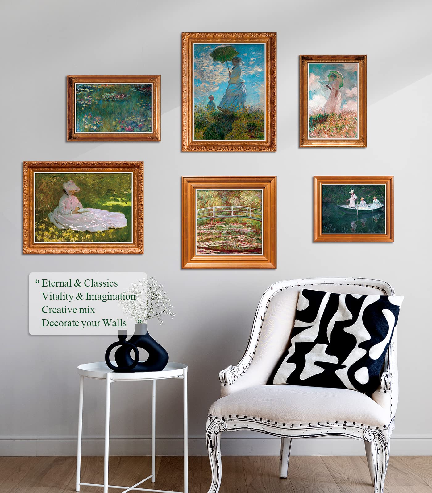 Semsliny Claude Monet Wall Art Print Set of 6 Art Posters and Prints of Famous Painting Claude Monet Water Lilies Poster Wall Art Decor for Living Room Prints Frame Artwork