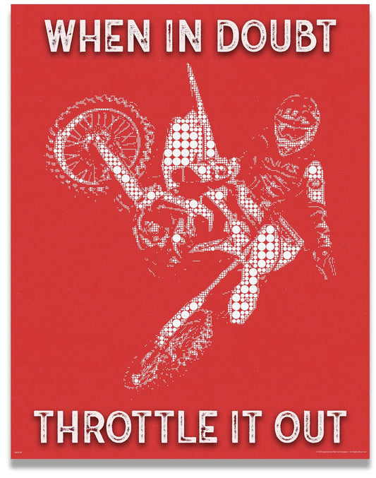 Inspirational Wall Art Co. - When In Doubt Throttle It Out - Motocross ATV Freestyle Racing Gift Boys Motivation Quotes Posters Print for Home Office Decor - 11X14 inches