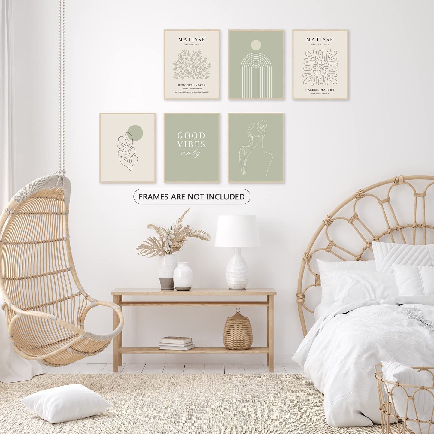 Sage Green Room Decor Matisse Wall Art Posters for Room Aesthetic Wall Decor for Bedroom Wall Art Decor Paintings for Wall Decorations Pictures for Bedroom Wall Decor, Set of 6,8x10inch,UNFRAMED