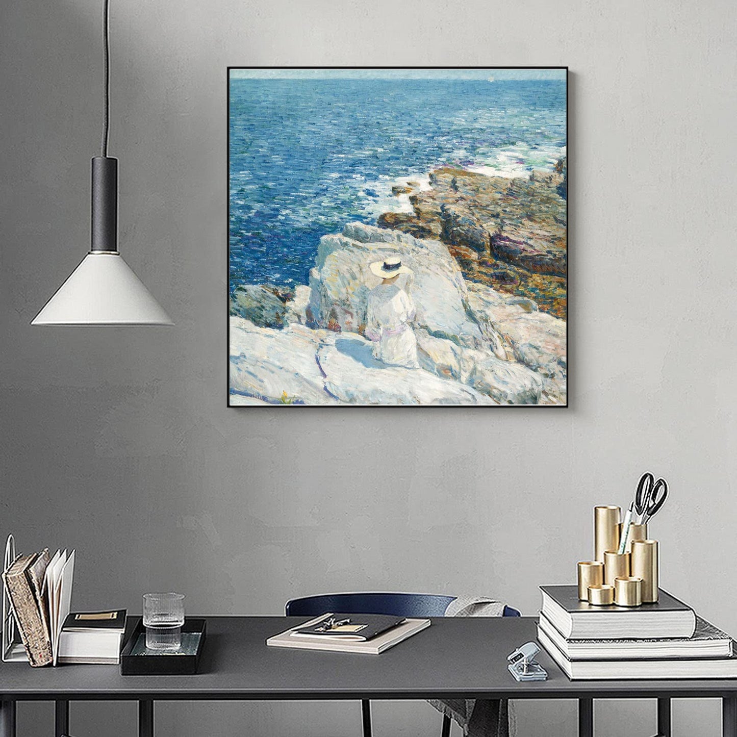 Childe Hassam Picture - The South Ledges Appledore Poster Print - Impressionist Fine Art Oil Paintings Reproduction Wall Decor for Living Room Bedroom Office Unframed (12x12in/30x30cm)