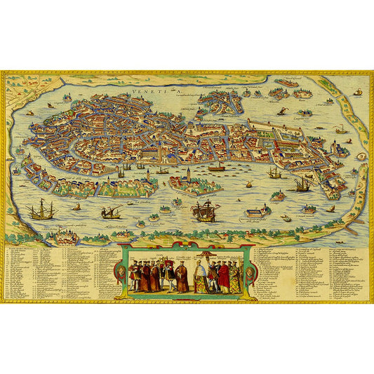 Retro Vintage Venice Old Map of Italy Posters Prints Reproductions Home Wall Decor Art Popular Old-Fashioned Executive Style 5635 (13.78" x 22.05")