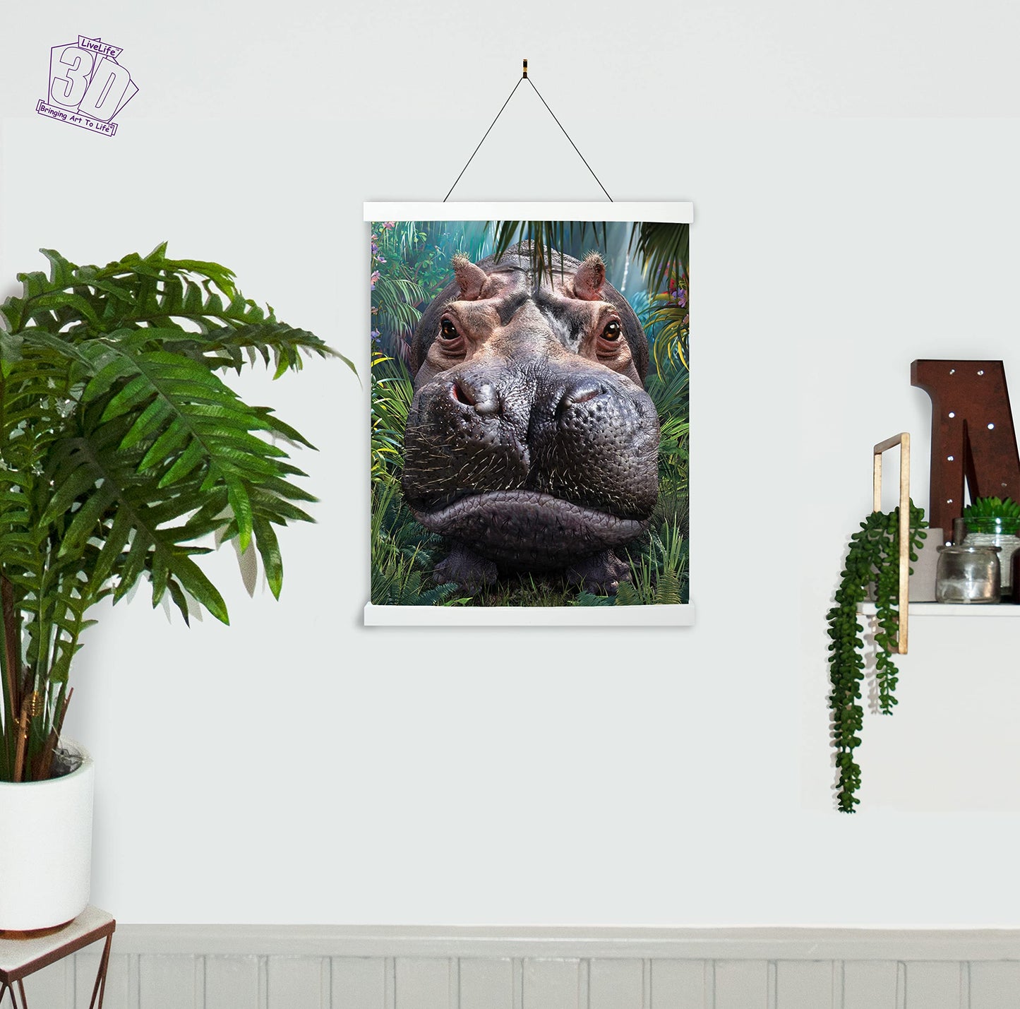 3D LiveLife Lenticular Wall Art Prints - Close Encounter from Deluxebase. Unframed 3D Hippo Poster. Perfect wall decor. Original artwork licensed from renowned artist, David Penfound