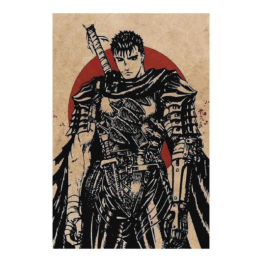 Anime Berserk Guts Vintage HD Canvas Print Poster,Poster for Boys Room,Living Room Bedroom Wall Art Decor EMXEE (12x18 No Framed,A)