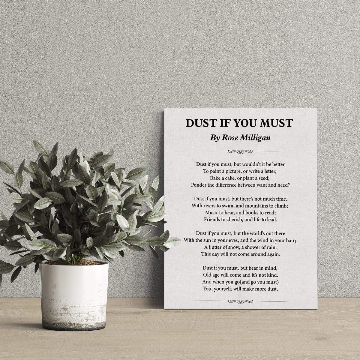 Motivational Dust If You Must poetry Canvas Wall Art Print Poster Painting Framed Modern Artwork for Home Parlour Office Decor 12 X 15 Inch
