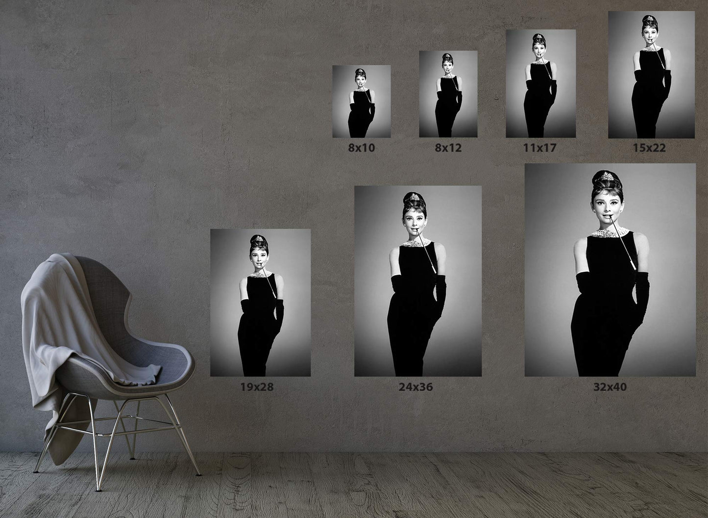 Christmas Sweater for women Audrey Hepburn Photo Portrait Cute Audrey Poster Hepburn Black and White Print Art Breakfast at Tiffany's Movie Star 8" x 12"