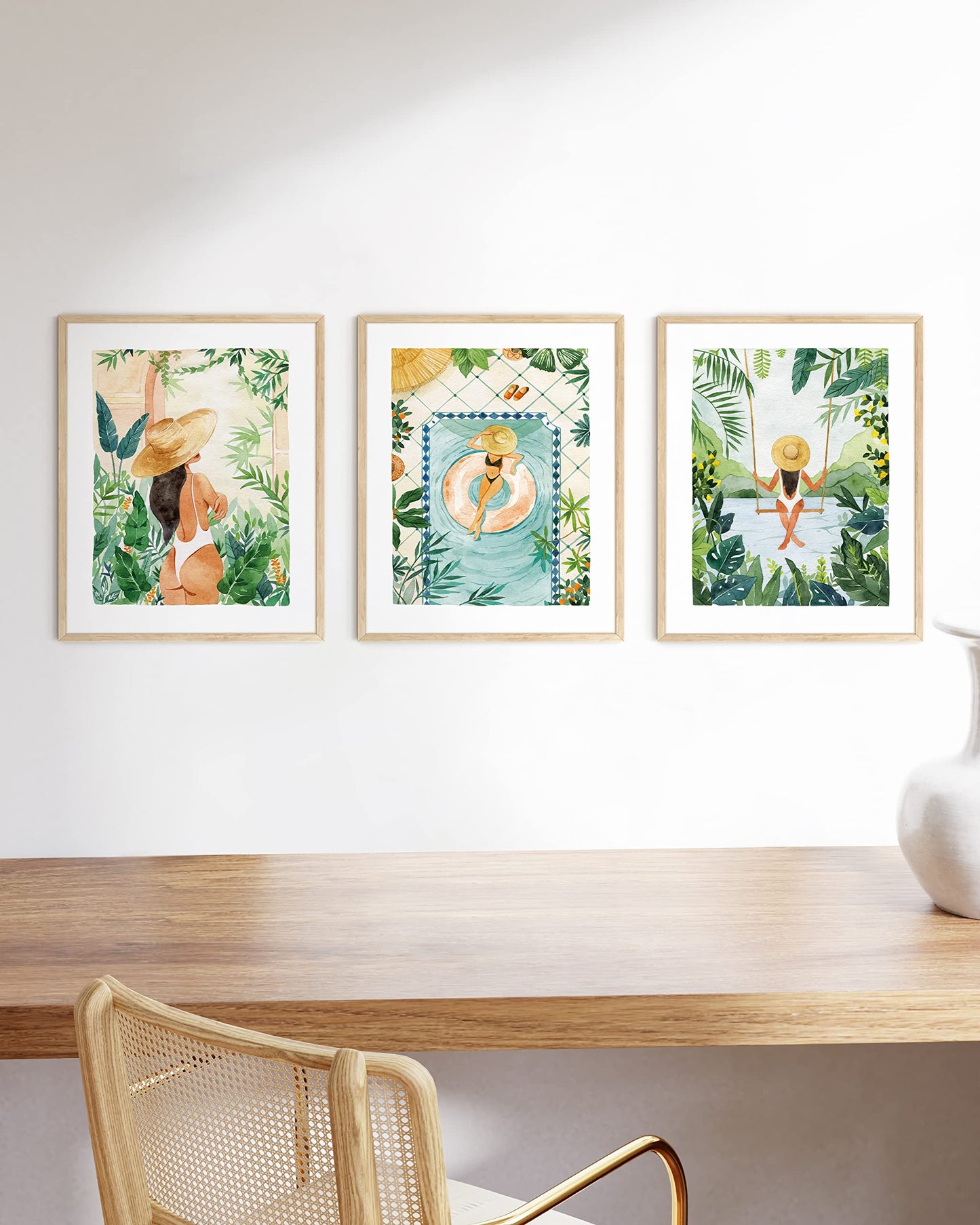 HAUS AND HUES Set of 3 Boho Art, Tropical Wall Art, Boho Paintings, Boho Chic Wall Art, Boho Pictures, Boho Prints, Wall Art Women, Boho Art Prints, Boho Wall Prints, Female Poster (UNFRAMED, 8x10)