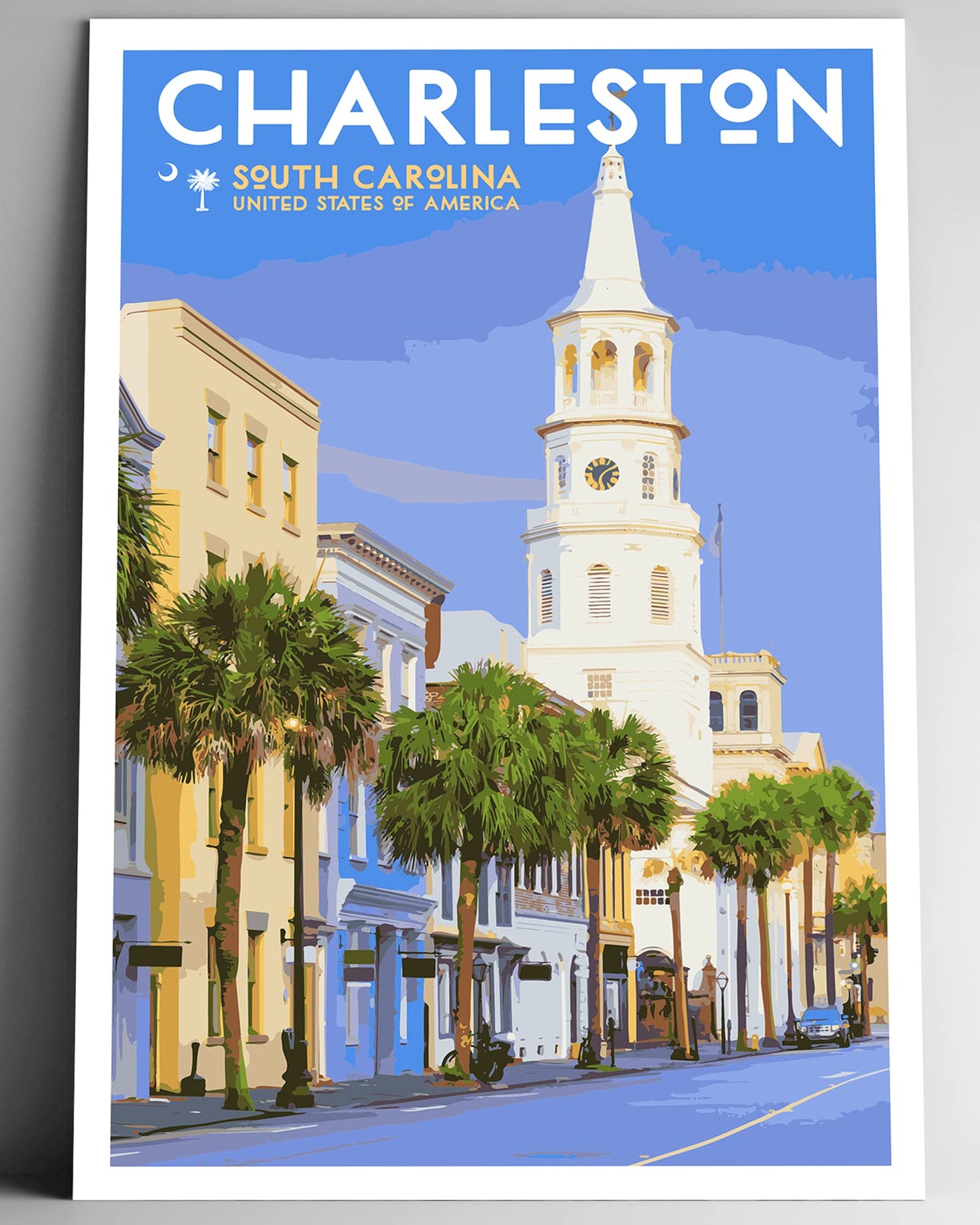 Charleston South Carolina Vintage-Style Travel Poster - 8x10-12x18-18x24-24x36 / 4x6 Postcard WPA Style Art Print Rainbow Row (4x6 Inch Postcard)