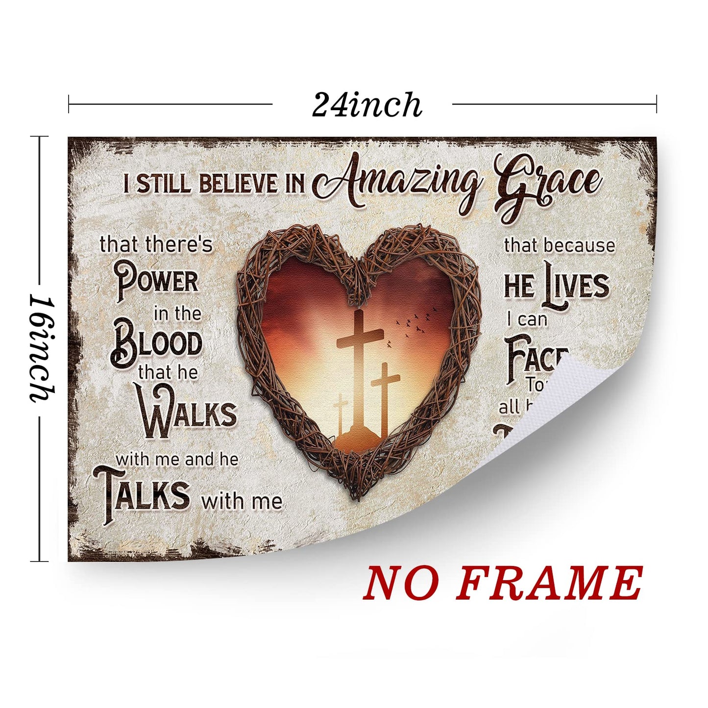 Christian Cross Canvas Wall Art I Still Believe In Amazing Grace Picture Bible Verse Painting Church Print Religious Poster Christian Inspirational Art Bible Scripture Pictures Jesus Artwork