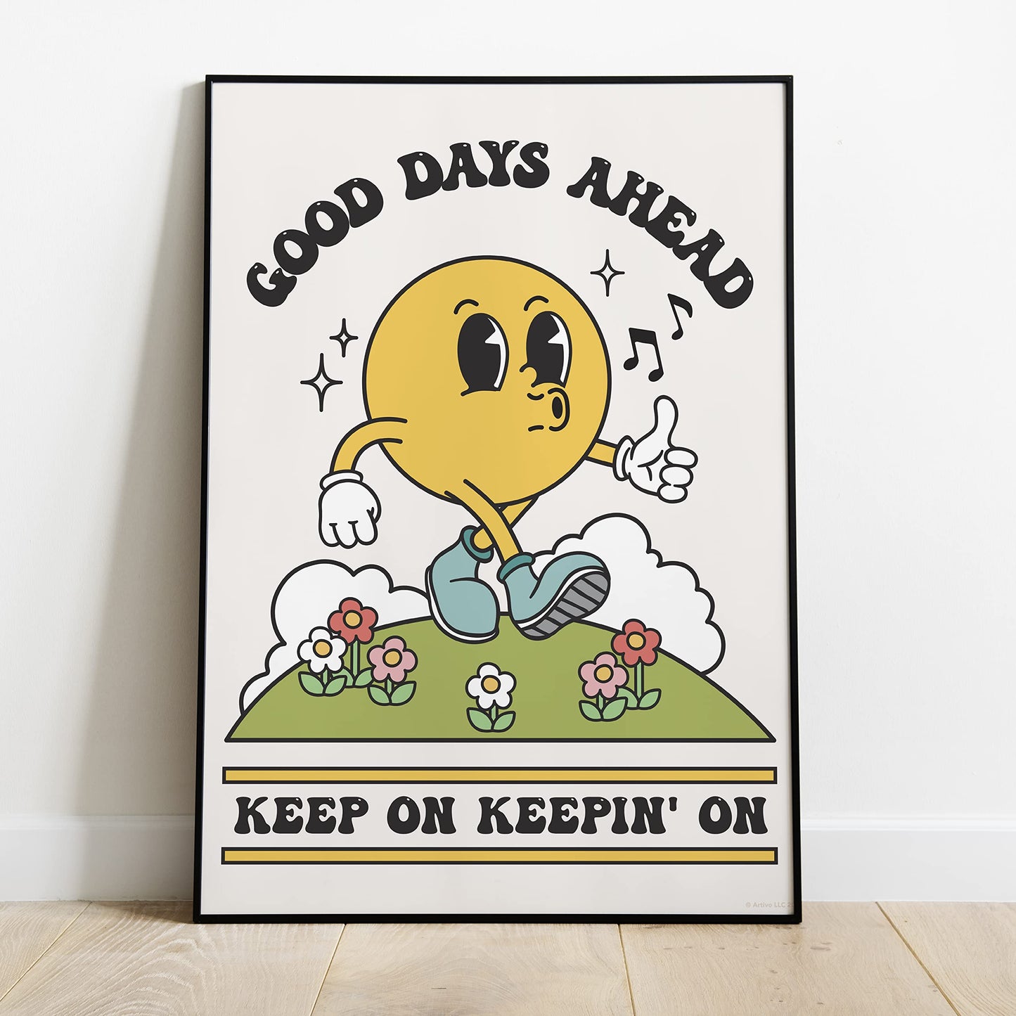 Good Days Ahead Retro Poster Wall Art Print, Cute Room Decor Retro Aesthetic, Positive Quote Art Print, Vintage Nostalgia Poster
