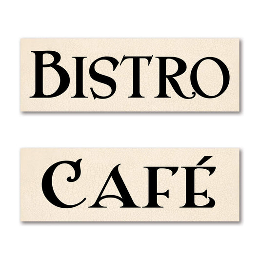 Popular Retro Bistro and Cafe Signs; Kitchen Decor; Two 18x6 Poster Prints