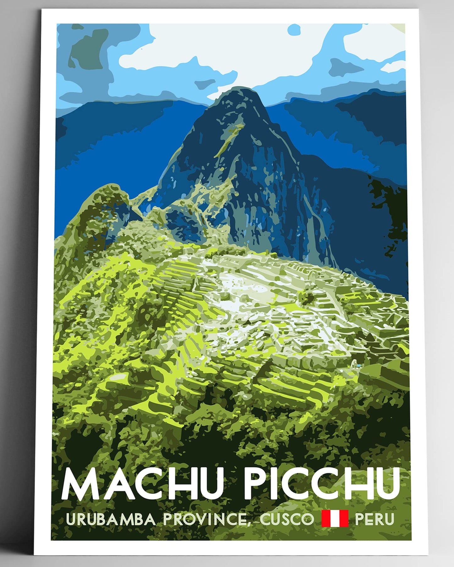 GO SEE DESIGN Machu Picchu Peru Vintage-Style Travel Poster/Postcard - 8x10-12x18-18x24-24x36 / 4x6 WPA Style Art Print Inca Lost City (8x10 Inch Poster)