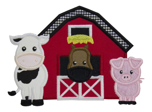 Barn Applique Patch in your choice of sew on or Iron on patch