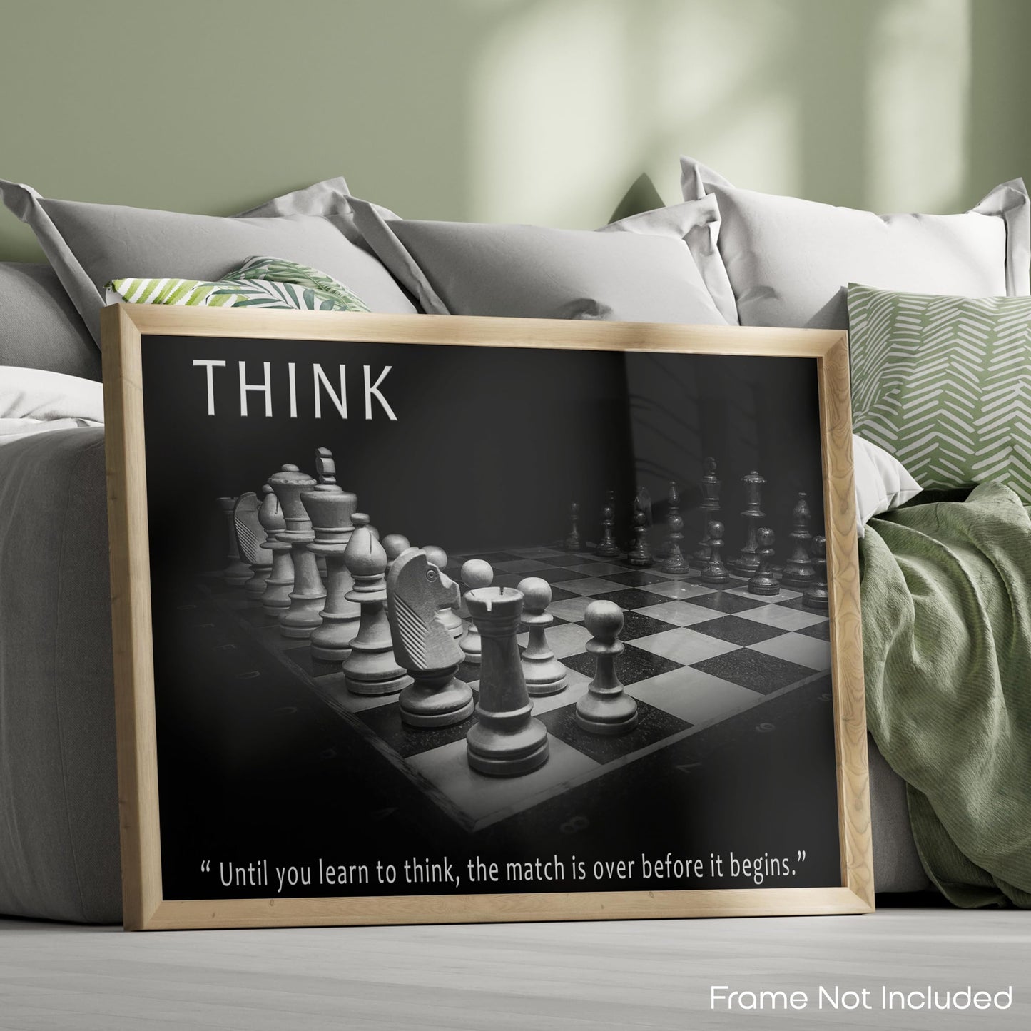 Inspirational Wall Art Co. - Think - Knight Chess Match Moves King Openings Knowledge Motivational Players Quotes Posters - Print Home Gift Bedroom Decor - 11X14 inches