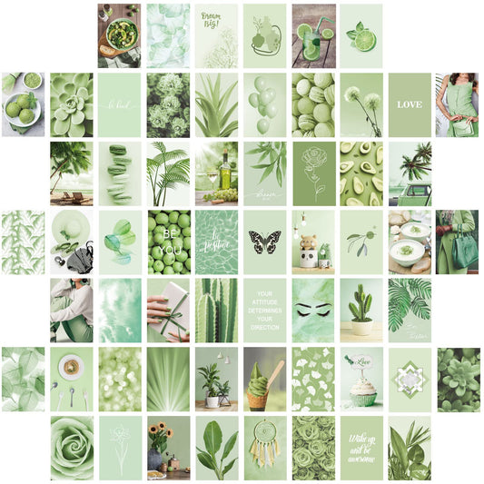 60 Pieces Sage Green Wall Collage Print Kit Green Aesthetic Plants Wall Photo Pictures Green Cards Wall Collection Poster Warm Color Aesthetic Collage Dorm Room Bedroom Decor for Teen Girls&Boys