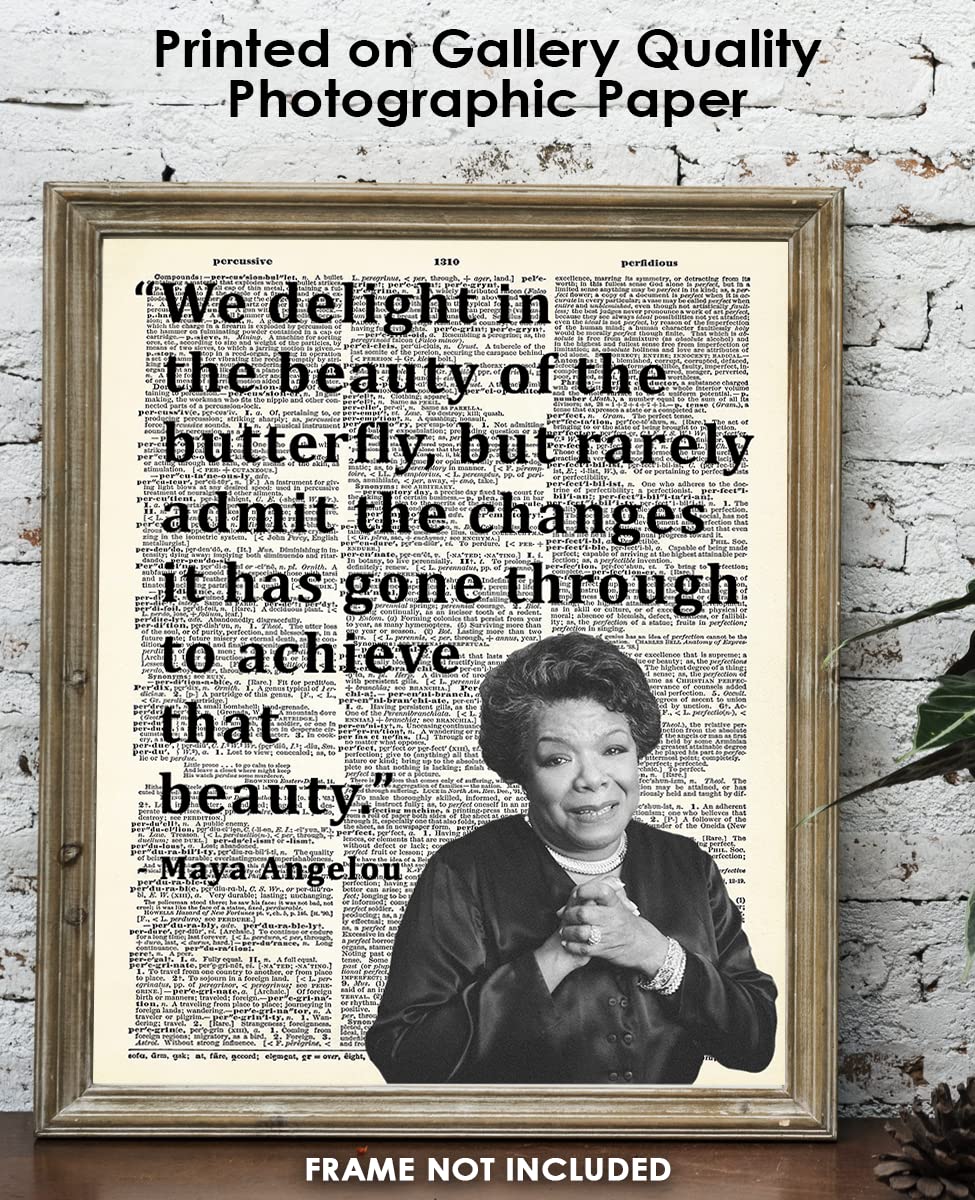 Inspirational Wall Art Poster "We Delight in the Beauty…", Maya Angelou 8x10 Motivational Wall Art & Positive Affirmations Wall Decor for Bedroom, Teen Girl, Boy & Office Decor for Men, Women