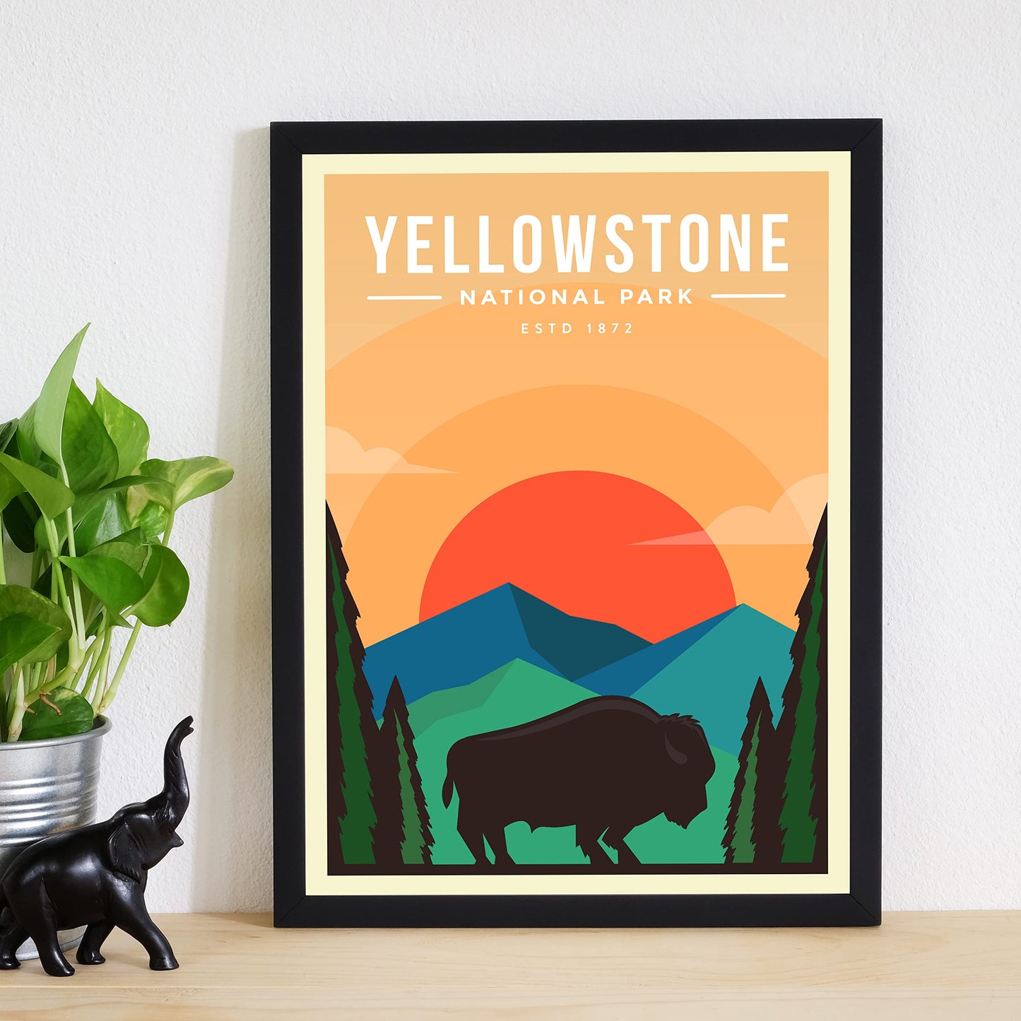 4 Pieces Retro National Park Posters & Prints, Wall Art and Décor, Grand Canyon Poster, Grand Teton Poster, Yellow Stone Poster, Yosemite Poster- 8 x 10 Inches