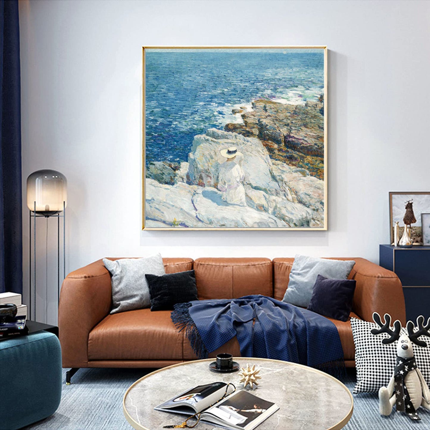 Childe Hassam Picture - The South Ledges Appledore Poster Print - Impressionist Fine Art Oil Paintings Reproduction Wall Decor for Living Room Bedroom Office Unframed (12x12in/30x30cm)