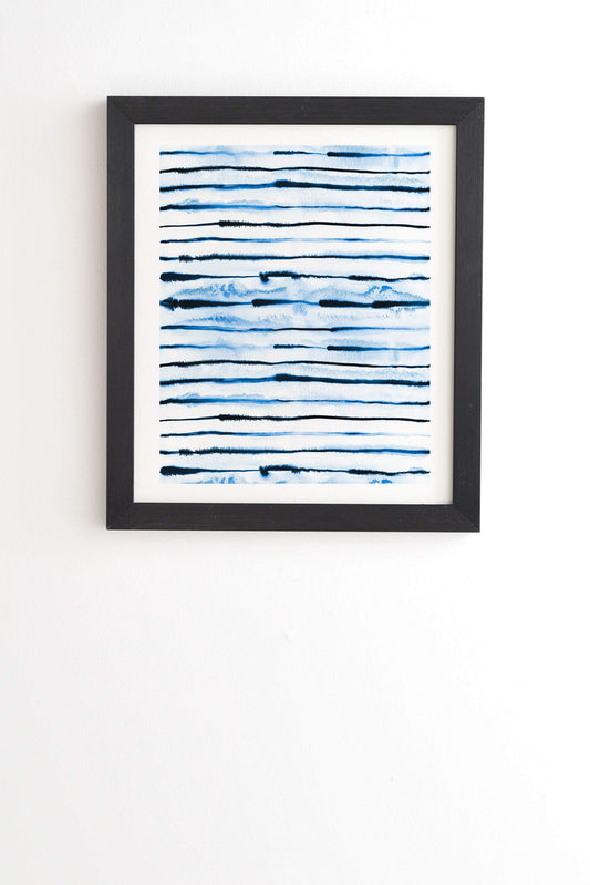 Deny Designs Ninola Designs Indigo Ink Stripes Wall Art, 14 in x 16.5 in, Black Frame