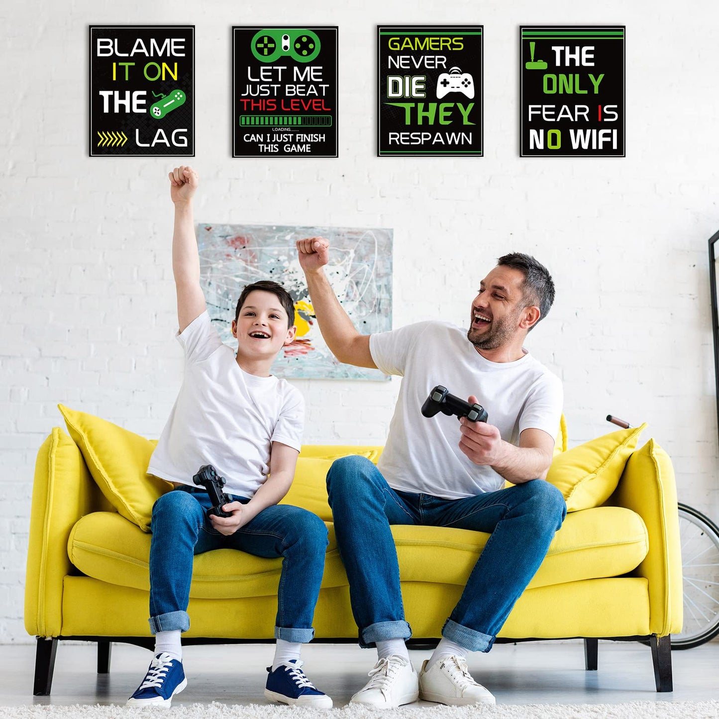 10 Video Game Poster Sign Gamer Art Print Boy Game on Birthday Party Wall Decoration, Inspirational Words Quote Poster 10 x 8 Inch Wall Gaming Art for Kids Boy Bedroom Decor, No Frame (Green)