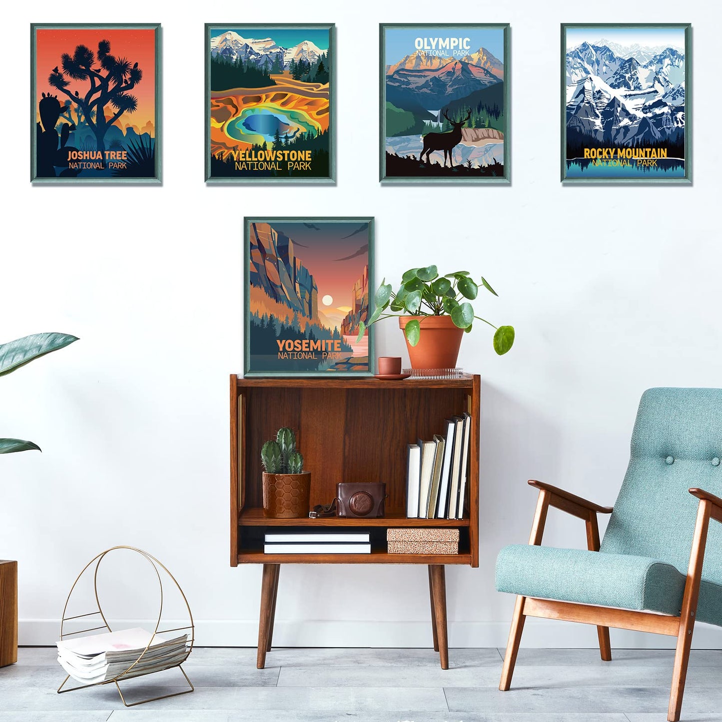 Outus 9 Pieces Vintage National Park Posters, National Park Art Prints Nature Wall Art and Mountain Print Set Abstract Travel Unframed for Hikers Campers Living Room Decor, 8 x 10 Inch(National Park)