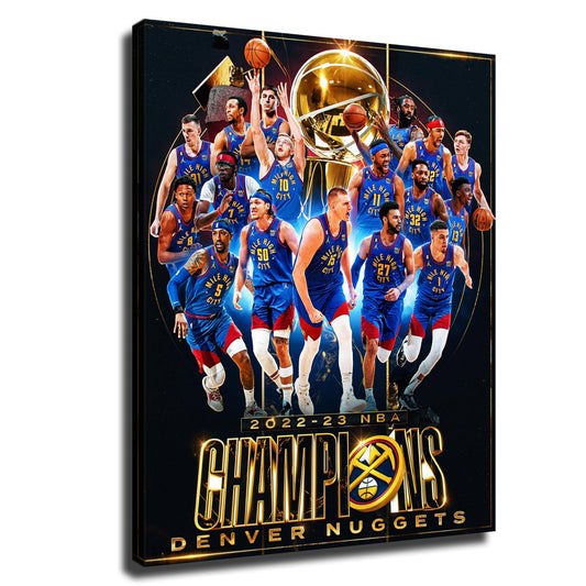 2022-2023 Nuggets Championship Poster Wall Art Print,Jokic & Murray Star Picture Artwork for Home Decor,Group Photo of The Nuggets Canvas Wall Poster Print (Nuggets,no Frame 12x15nch)