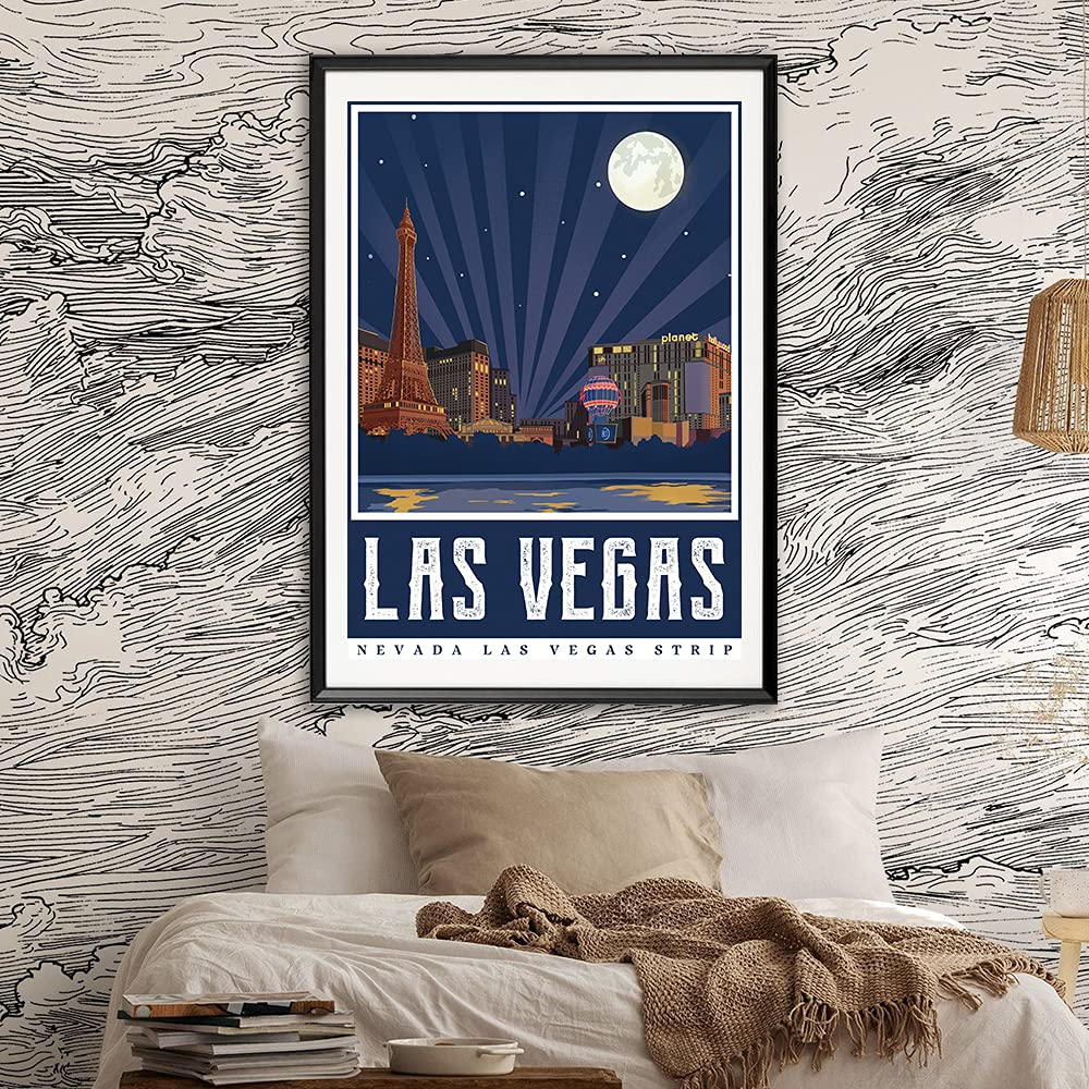 USA Nevada Las Vegas Strip America Vintage Travel Poster Art Print Canvas Painting Home Decoration Gift(12X18inch)
