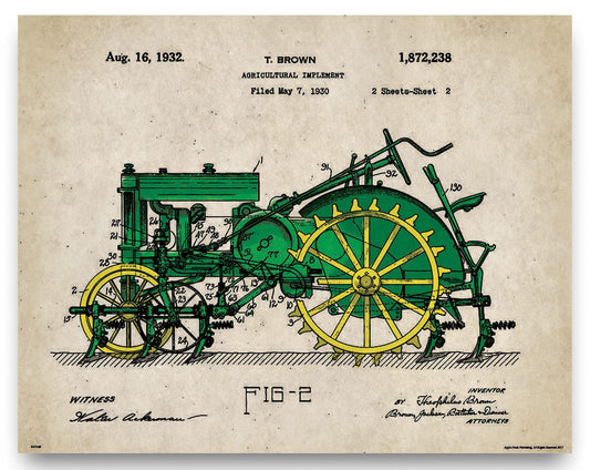 John Deere Tractor Patent Poster Art Print 11x14 Toys Charles Freitag Wall Decor Pictures