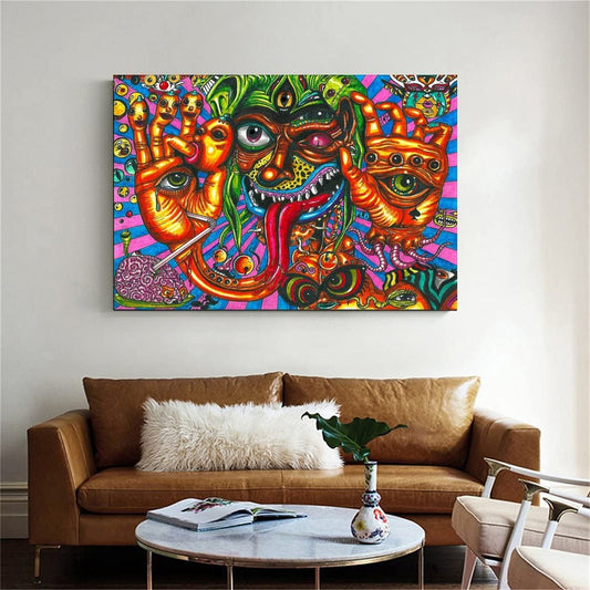 BUUTUUCE Colorful Graffiti Hippie Style Psychedelic Abstract Canvas Art Poster And Wall Art Picture Print Modern Family Bedroom Decor Posters 16x24inch(40x60cm)