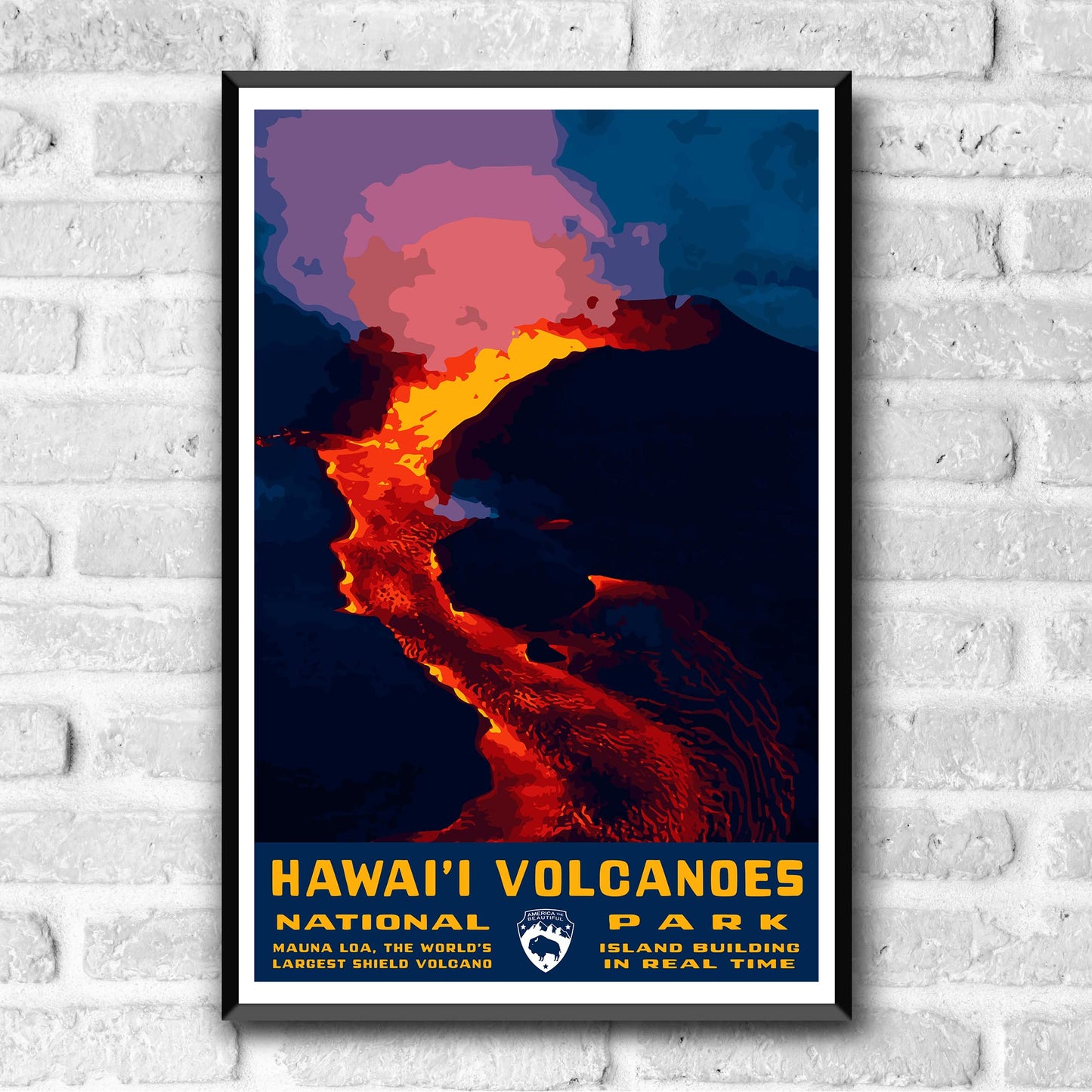 Hawai'i Volcanoes National Park Vintage-Style Travel Poster - 8x10-12x18-18x24-24x36 / 4x6 Postcard WPA Style Art Print Texas USA Hawaii Volcanoes (8x10 Inch Poster)