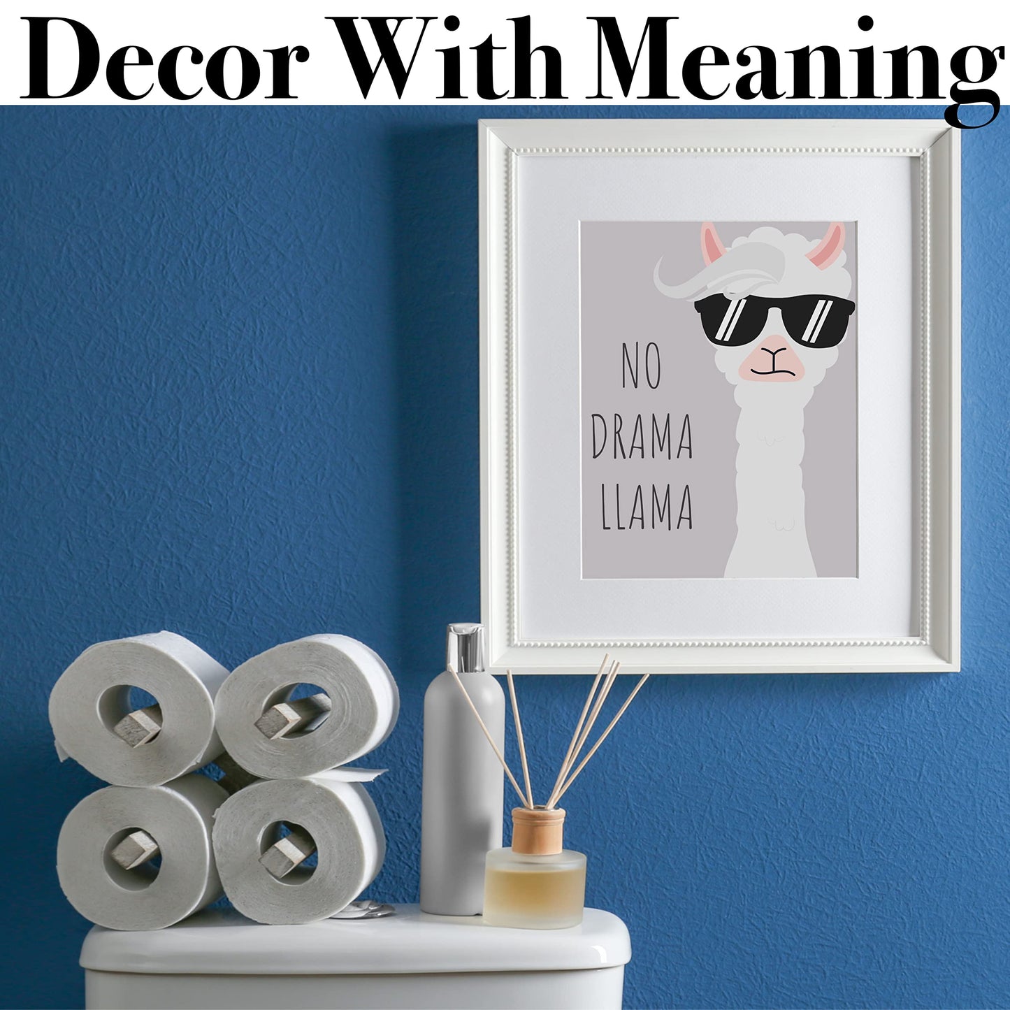 No Drama Llama Funny Poster - No Drama Sign - Funny Gifts For Men Women Friends Kids - Cute Wall Decor for Kitchen Bedroom Bathroom Work Office Classroom - 8x10 Print Unframed