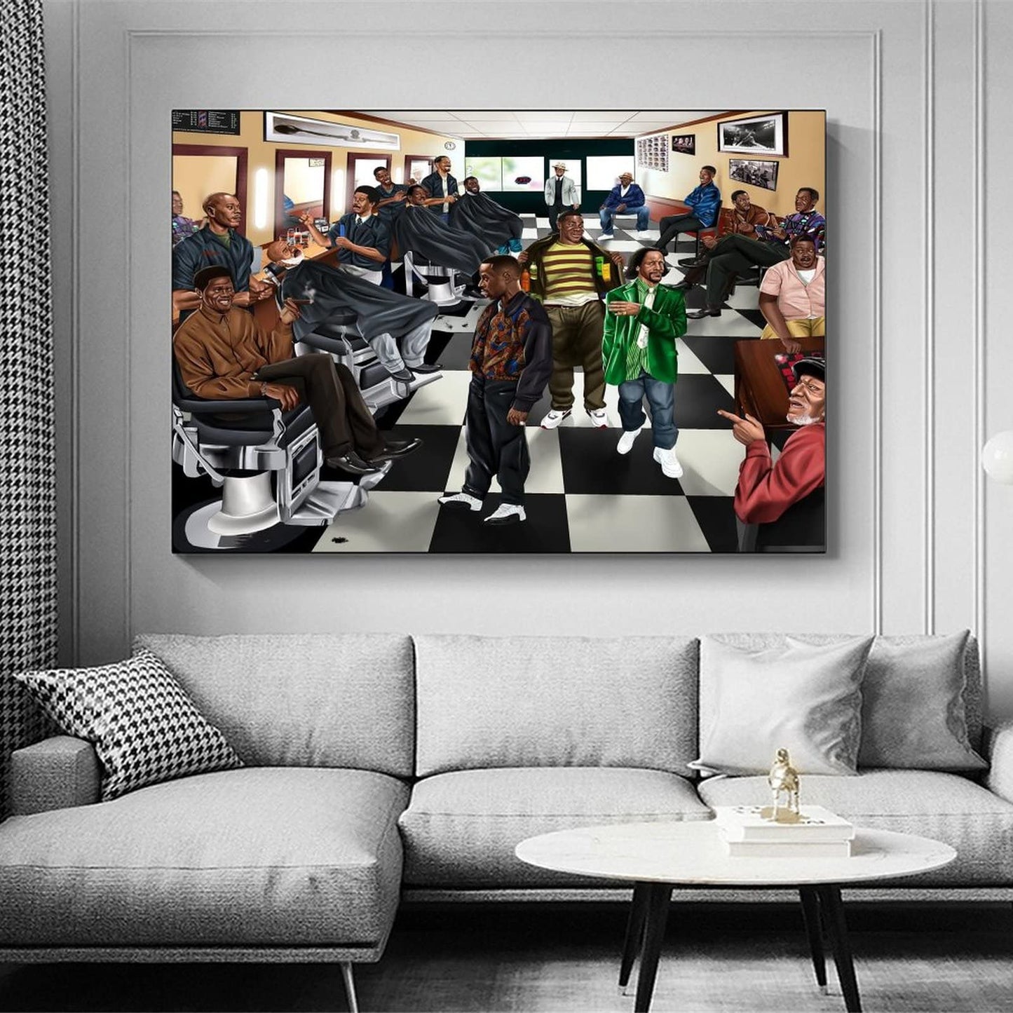 HHGaoArt Comedian In Barbershop Poster Painting Print on Canvas Bedroom Wall Art Decoration Pictures for Living Room Home Decor (No Frame,8x12inch)