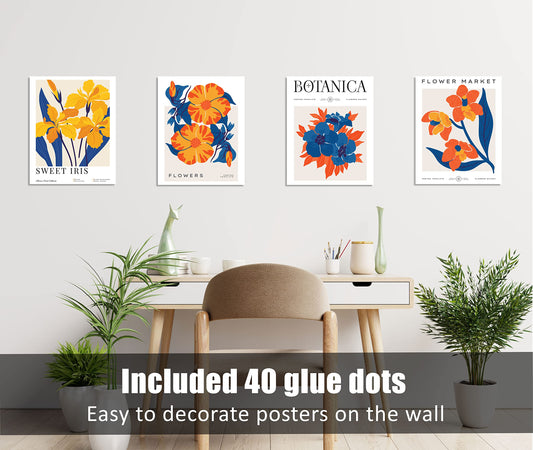 PS-10 Modern Abstract Flower Wall Art Botanical Vintage Floral Plant Poster Prints Home Decor for Bedroom Living Room Aesthetic Bathroom (set of 6, 8x10'', UNFRAMED)