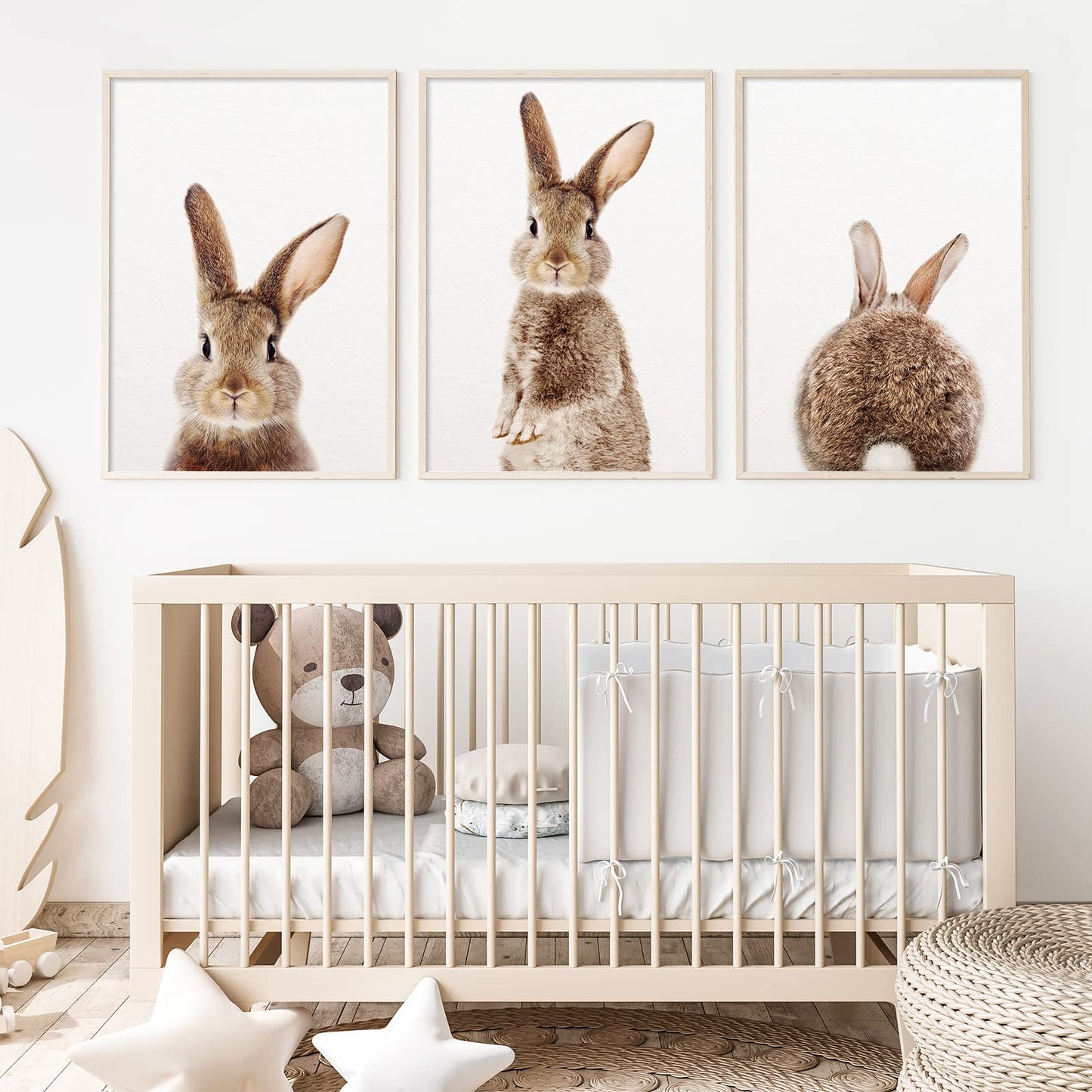 AnyDesign 3Pcs Easter Bunny Wall Art Prints 8 x 10 Inch Baby Bunny Rabbit Art Poster Cute Brown Rabbit Prints Room Decor Aesthetic for Nursery Wall Kids Bedroom Home Decor(NO FRAME)