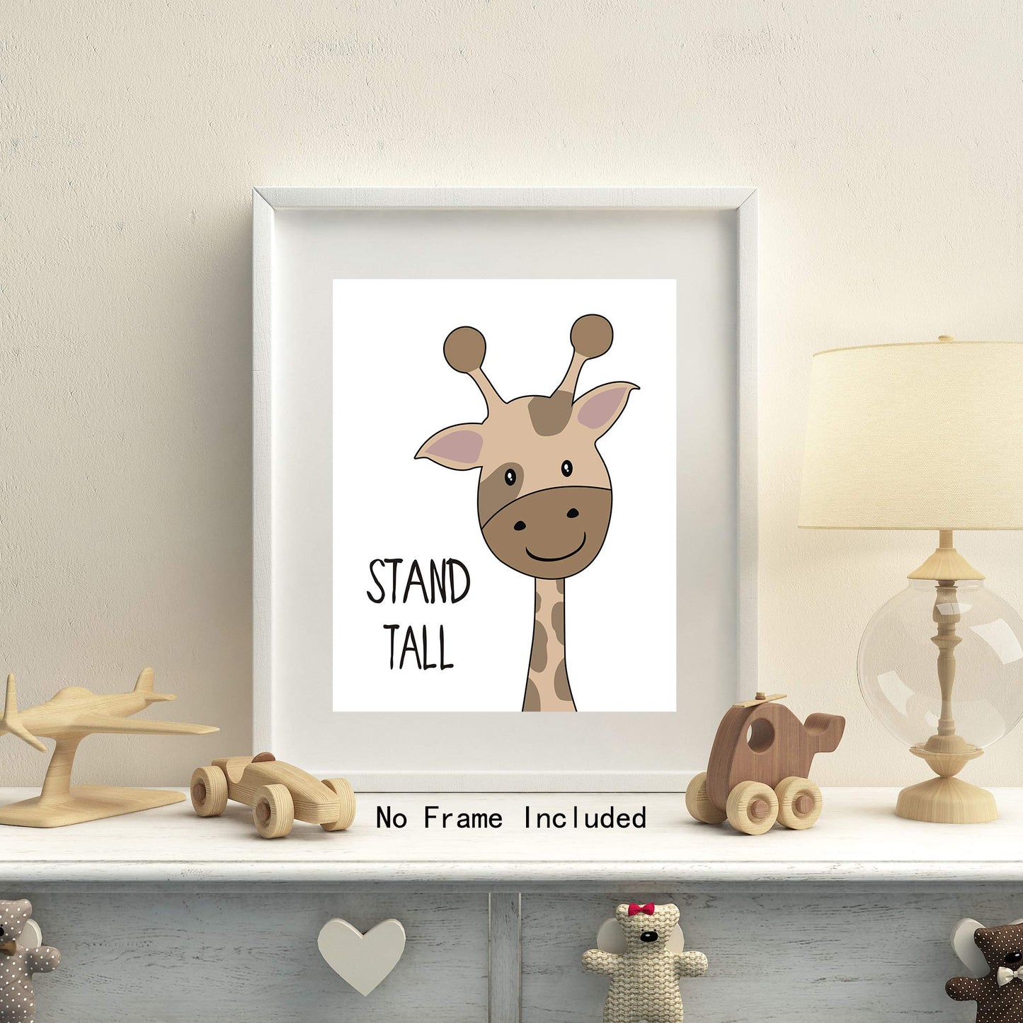 KAIRNE Cartoon animals Art Print, Giraffe Lion Zebra Monkey Forest Animals With Motivational Quote Saying Wall Poster Painting,Set Of 6(8”X10”,Unframed Nursery Wall Art