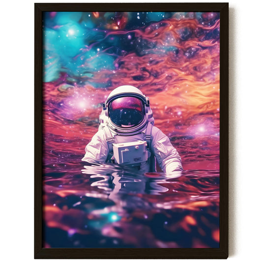 EXCOOL CLUB Space Astronaut Decor - 12x16 Trippy Astronaut Poster, Cool Spaceman Art Print, Space Decor for Boys Room, Colorful Astronaut Pictures Space Posters for Kids Bedroom (UNFRAMED)