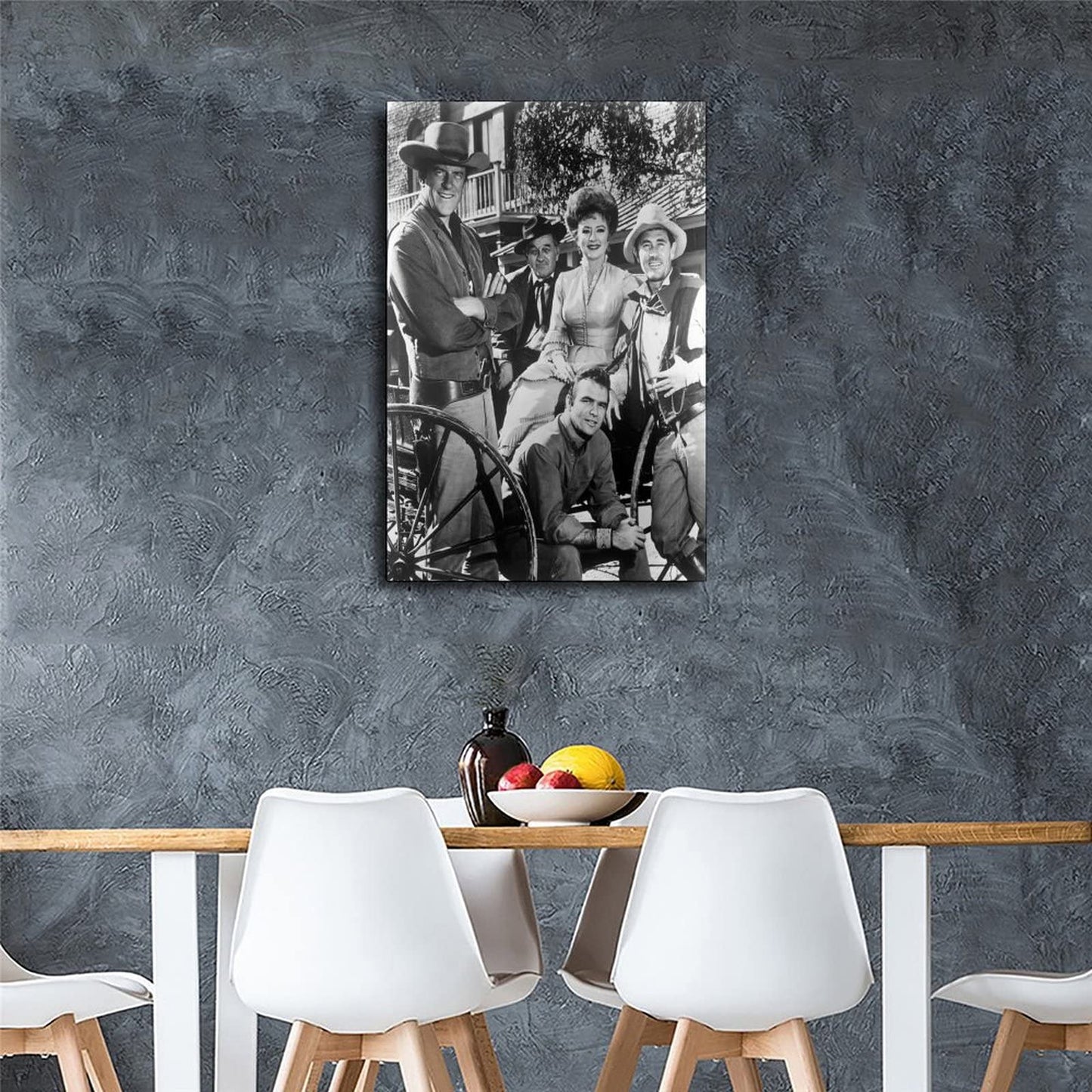 ZEEZFA Gunsmoke Cast Black and White Canvas Art Poster and Wall Art Picture Print Modern Family Bedroom Decor Posters 08x12inch(20x30cm)