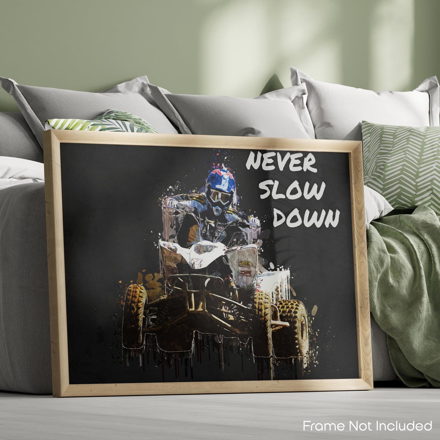 Inspirational Wall Art Co. - Never Slow Down - Four Wheeler ATV UTV Offroad Vehicle Powersports Motivational Quotes Posters - Print Home Gift Room Decor - 11X14 inches