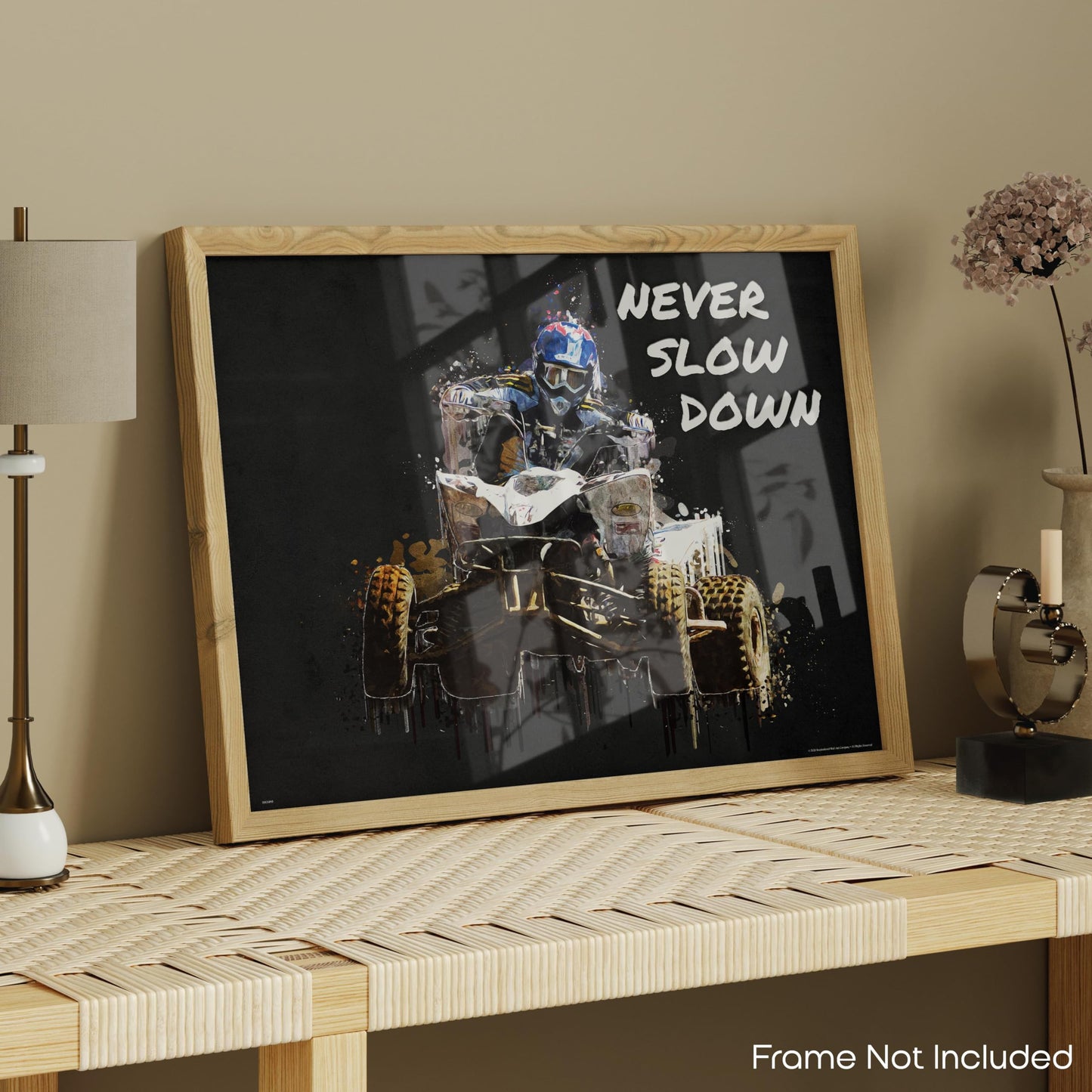 Inspirational Wall Art Co. - Never Slow Down - Four Wheeler ATV UTV Offroad Vehicle Powersports Motivational Quotes Posters - Print Home Gift Room Decor - 11X14 inches