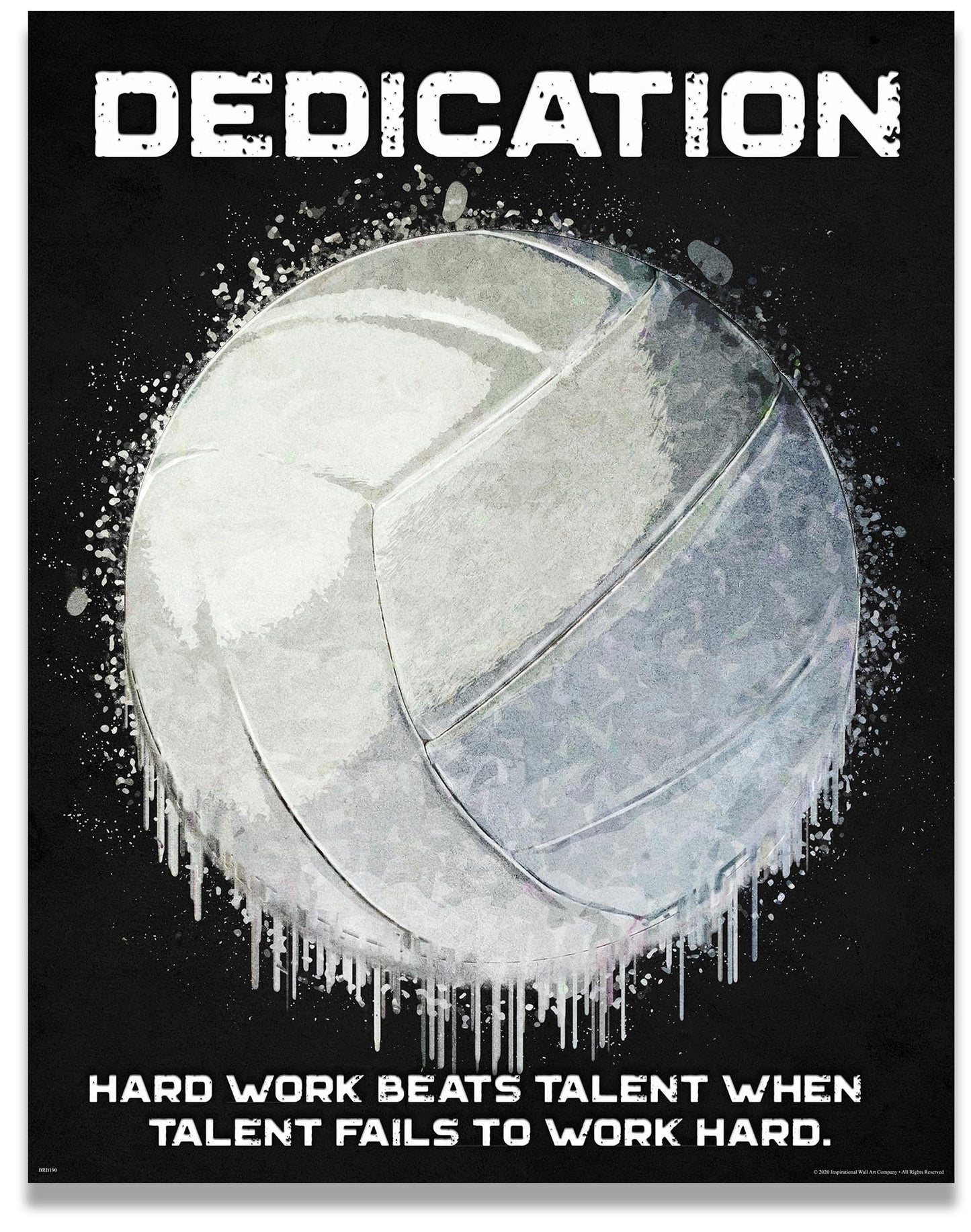 Inspirational Wall Art Co. - Dedication Hard Work - Volleyball Girls Teen Coaches Cute College Womens Motivational Quotes Posters - Print Home Gift Bedroom Decor - 11X14 inches