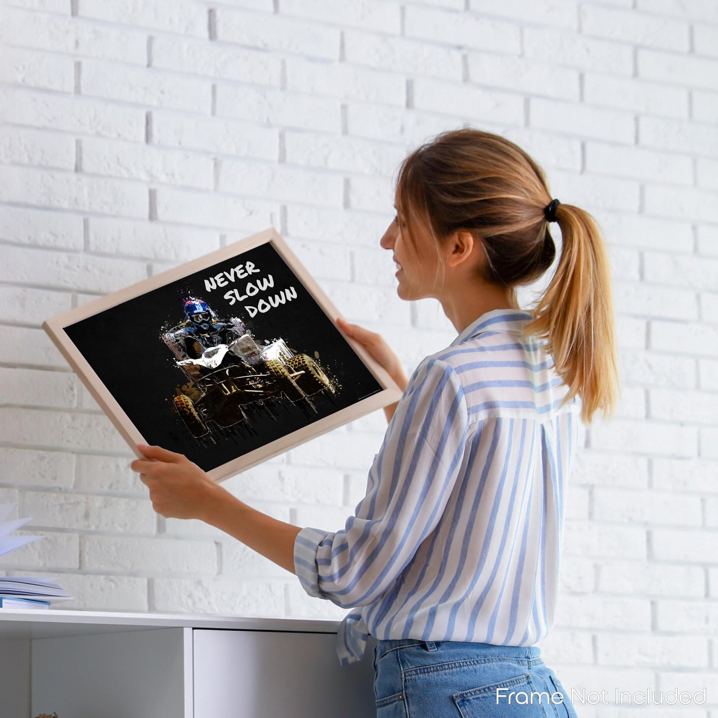 Inspirational Wall Art Co. - Never Slow Down - Four Wheeler ATV UTV Offroad Vehicle Powersports Motivational Quotes Posters - Print Home Gift Room Decor - 11X14 inches