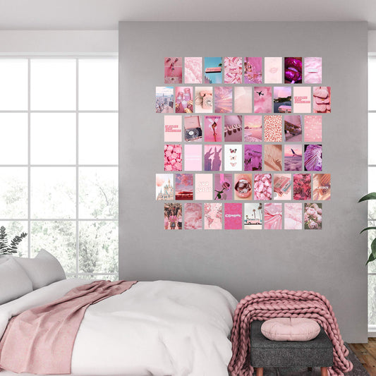CY2SIDE 50PCS Pink Aesthetic Picture for Wall Collage, 50 Set 4x6 inch, Rosy Collage Print Kit, Warm Color Room Decor for Girls, Wall Art Prints for Room, Dorm Photo Display, VSCO Posters for Bedroom