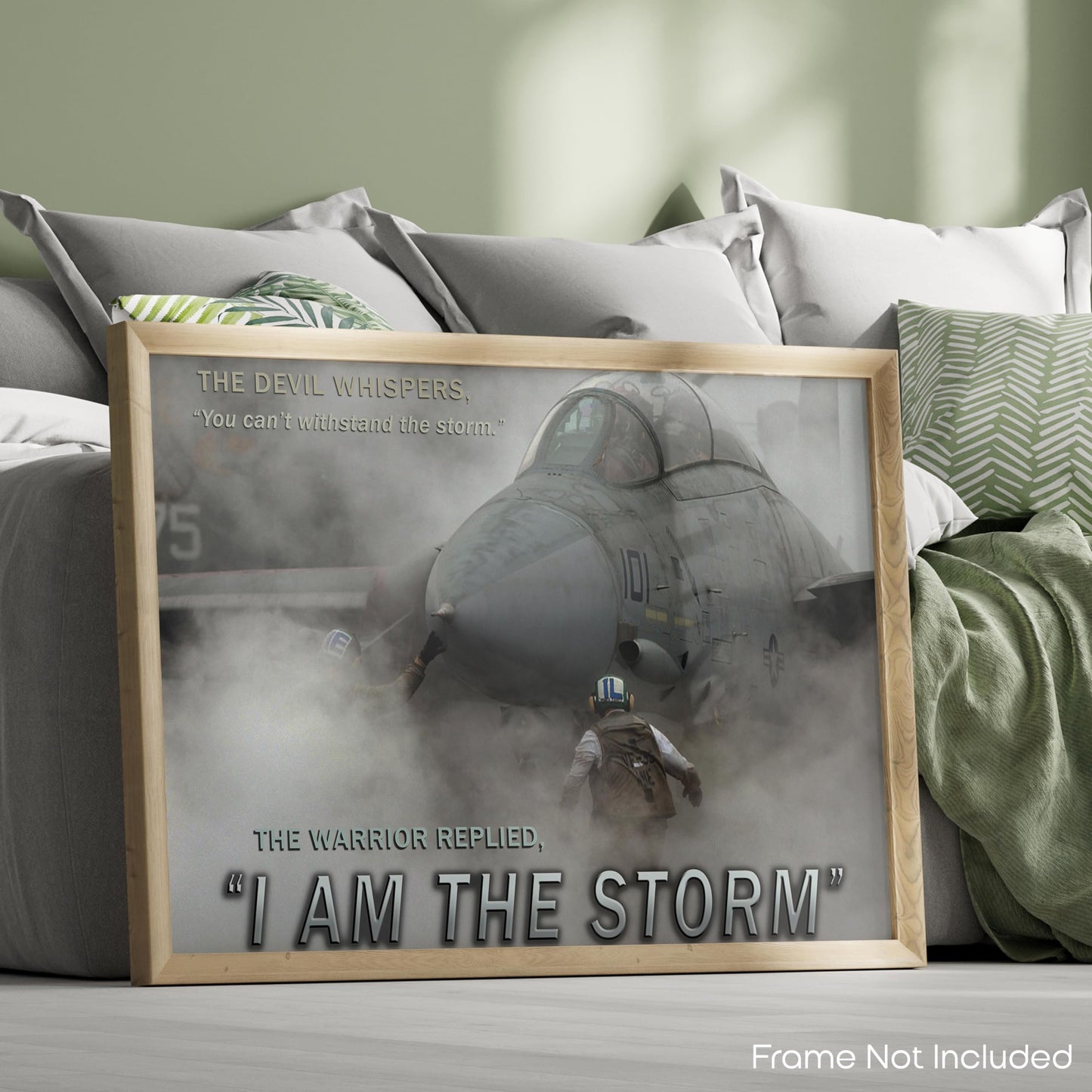 Inspirational Wall Art Co. - I Am The Storm - Air Force Jet Aircraft Branch Veteran Sunset Sky Infantry Motivational Players Quotes Posters - Print Home Gift Bedroom Decor - 11X14 inches